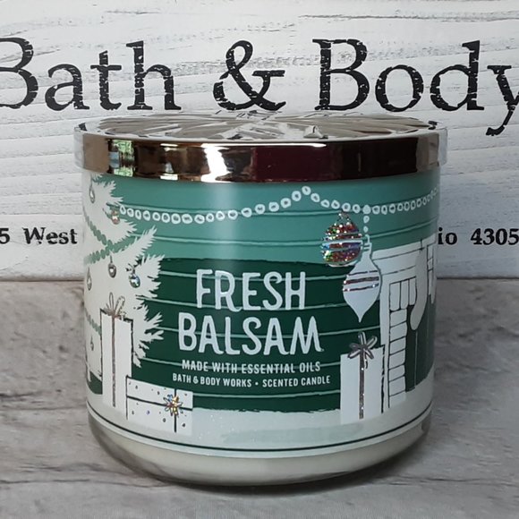 BATH & BODY WORKS HOME 'FRESH BALSAM' 3~WICK SCENTED CANDLE - Picture 1 of 7